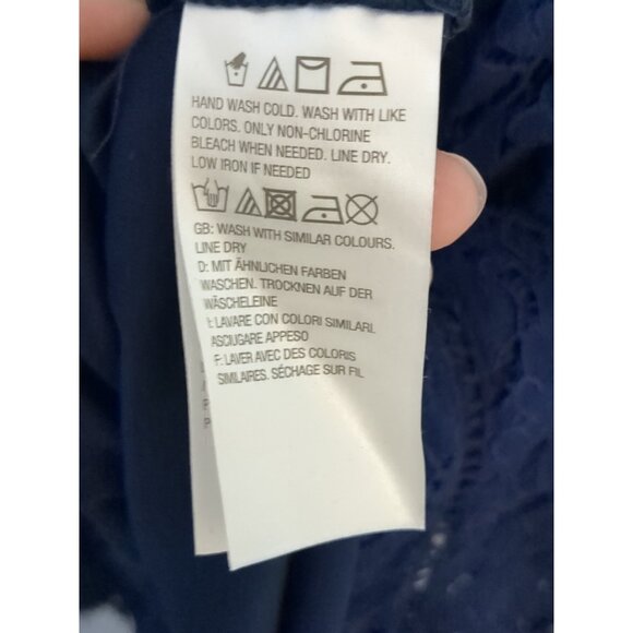 Isaac Mizrahi Live Regular Handkerchief Hem Floral Lace Midi Dress Navy XL - Picture 7 of 10